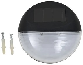 Candeeiro de parede solar LED de exterior 24 pcs preto redondo