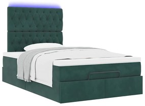 Estrutura de cama otomana com colchões verde escuro veludo