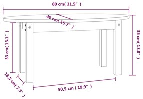 Mesa de centro 80x40x35 cm madeira de pinho maciça castanho-mel