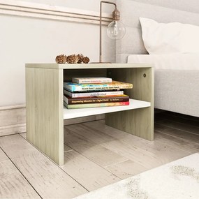 vidaXL Mesa de cabeceira 40x30x30 cm contrap. branco e carvalho sonoma