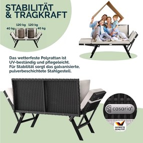 Banco de jardim em Polyrattan 176x56x81cm preto
