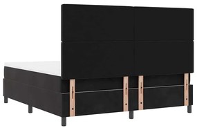 Cama Box Spring com Colchão &amp; LED Preto 180x200 cm Veludo