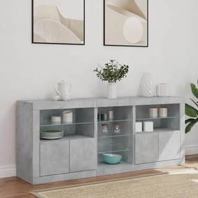 Aparador com luzes LED 162x37x67 cm cinzento cimento