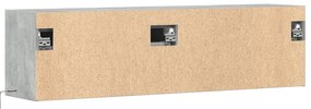 Móvel de parede p/ TV c/ luzes LED 140x31x38cm cinzento cimento