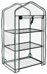 Outsunny Estufa de Jardim de 3 Níveis Estufa de Terraço com 3 Prateleiras para Cultivo de Plantas Flores 59x39x127 cm Transparente