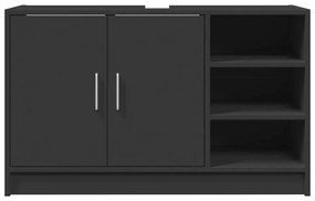 Armário de lavatório 90x29x55 cm derivados de madeira preto