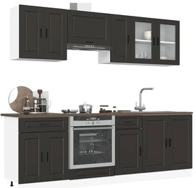 8 peças armário de cozinha conjunto Kalmar preto