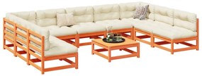 10 pcs conjunto sofás de jardim madeira de pinho castanho mel