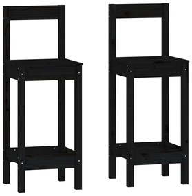3 pcs conjunto de bar pinho maciço preto