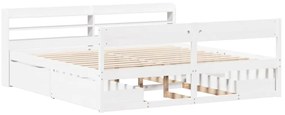 Cama sem colchão 200x200 cm madeira de pinho maciça branco