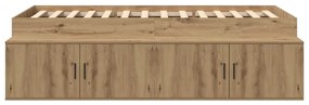 Estrutura de Cama de Armazenamento Carvalho Artesanal 90x190 cm
