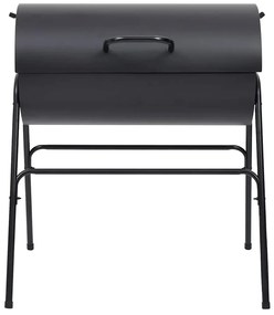 Grelhador barril c/ 2 grelhas de cozinhar 80x95x90 cm aço preto