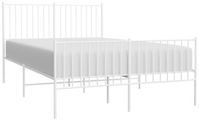 Estrutura de cama com cabeceira e pés 140x200 cm metal branco