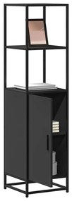 Armário alto 35,5x35x139 cm derivados madeira e metal preto