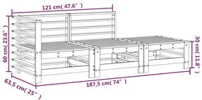 3 pcs conjunto lounge de jardim madeira de douglas maciça