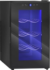 HOMCOM Cave para Vinhos com Refrigeração Termoelétrica Dupla Temperatura Ajustável 8-18℃ Porta de Vidro Anti-UV Ecrã LED Tátil Luz Interior 26,5x51,5x47,5 cm Preto | Aosom Portugal