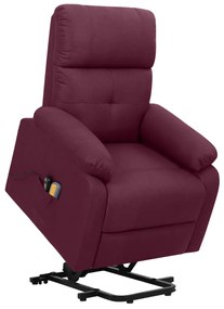 vidaXL Poltrona elevatória de massagens tecido roxo