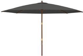 Guarda-sol de jardim com poste de madeira 400x273 cm antracite