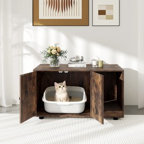 Móvel para Gatos com Compartimento para Caixa de Areia, 90 x 50 x 50 cm (CAIXA AREIA PLASTICA NÃO INCLUIDA), Arranhador Integrado, Castanho