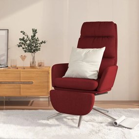 vidaXL Cadeira de descanso com apoio p/ pés tecido vermelho tinto