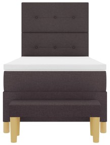 Cama Box Spring vidaXL com Colchão e Banco Marrom Escuro 90x200 cm Tec