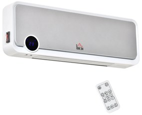 HOMCOM Aquecedor Cerâmico Parede 1000W2000W Controle Remoto Tela LED Temporizador 12h Termostato Compacto 56x185x117cm Branco | Aosom Portugal