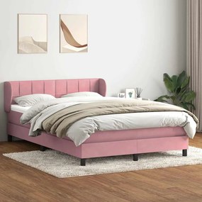 Cama com molas/colchão 140x210 cm veludo Rosa
