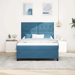 Camas Box com Colchão e LED Azul Escuro 140x190 cm Veludo