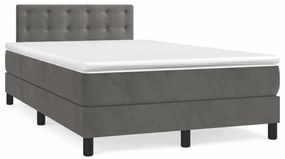 Cama boxspring com colchão 120x190 cm veludo cinzento-escuro
