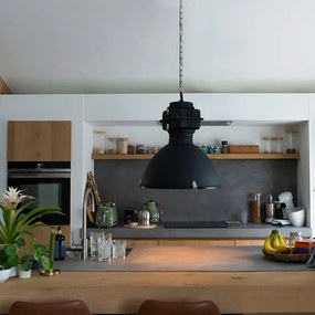 Candeeiro de suspensão industrial inteligente preto 53 cm incl. A60 Wifi - Sicko