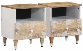vidaXL Mesas de cabeceira 2 pcs 40x33x46 cm madeira mangueira maciça