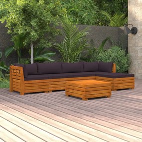 vidaXL 6 pcs conjunto lounge de jardim c/ almofadões acácia maciça