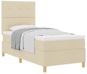 Cama Box Spring com Colchão Creme 90x200 cm Tecido