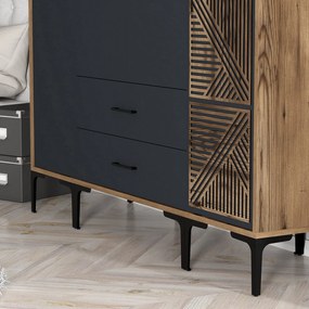 Roupeiro Kumsal STP – Nogueira e Antracite – 160x47,5x201,4 cm
