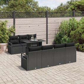 Conjunto de Sofá de Jardim vidaXL de 8 Peças com Almofadas Preto Ratta