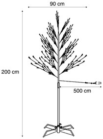 Árvore de Natal preta 200cm incl. LED IP44 - Vixen