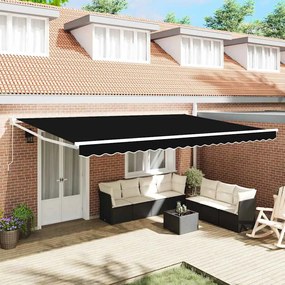 Toldo Retrátil Manual vidaXL Preto 500x300 cm