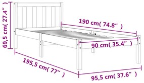Cama sem colchão 90x190 cm madeira de pinho maciça castanho-mel