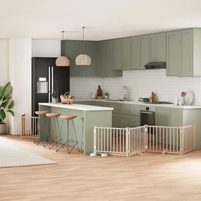 vidaXL Portão para cães com porta dobrável 6 painéis 480 cm álamo