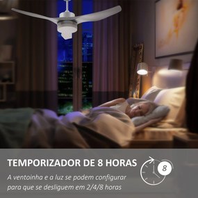 HOMCOM Ventoinha de Teto 20,5W Diâmetro 132cm com Controle Remoto Luz