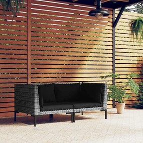 vidaXL Sofás de jardim com almofadões semicircular 2 pcs vime PE