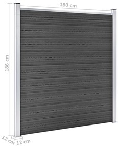 Conjunto de painel de vedação WPC 1391x186 cm preto