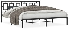 vidaXL Estrutura de cama em metal com cabeceira 180x200 cm preto