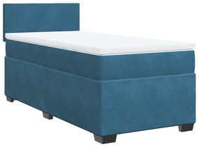 Cama boxspring com colchão 90x190 cm veludo azul