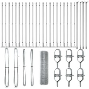 Cerca de Fio Soldado com 13 Postes Flangeados 0.4x50 m Aço Galvanizado