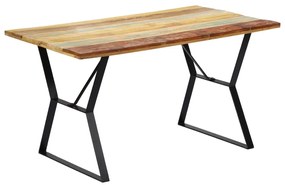 Mesa de jantar 140x80x76 cm madeira recuperada maciça