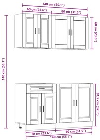 4 peças armário de cozinha conjunto Kalmar sonoma carvalho