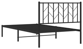 Estrutura de cama com cabeceira 100x190 cm metal preto