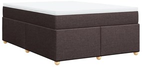 Cama com molas/colchão 160x200 cm tecido castanho-escuro