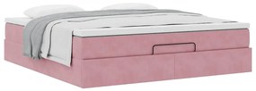 Estrutura de cama otomana com colchão 180x200 cm veludo rosa
